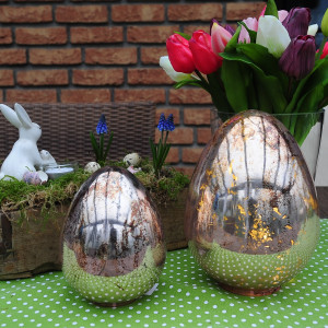 Glas-Ei stehend "Rosa-Gold"