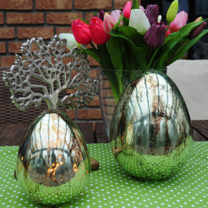 Glas-Ei stehend "Grün-Gold"